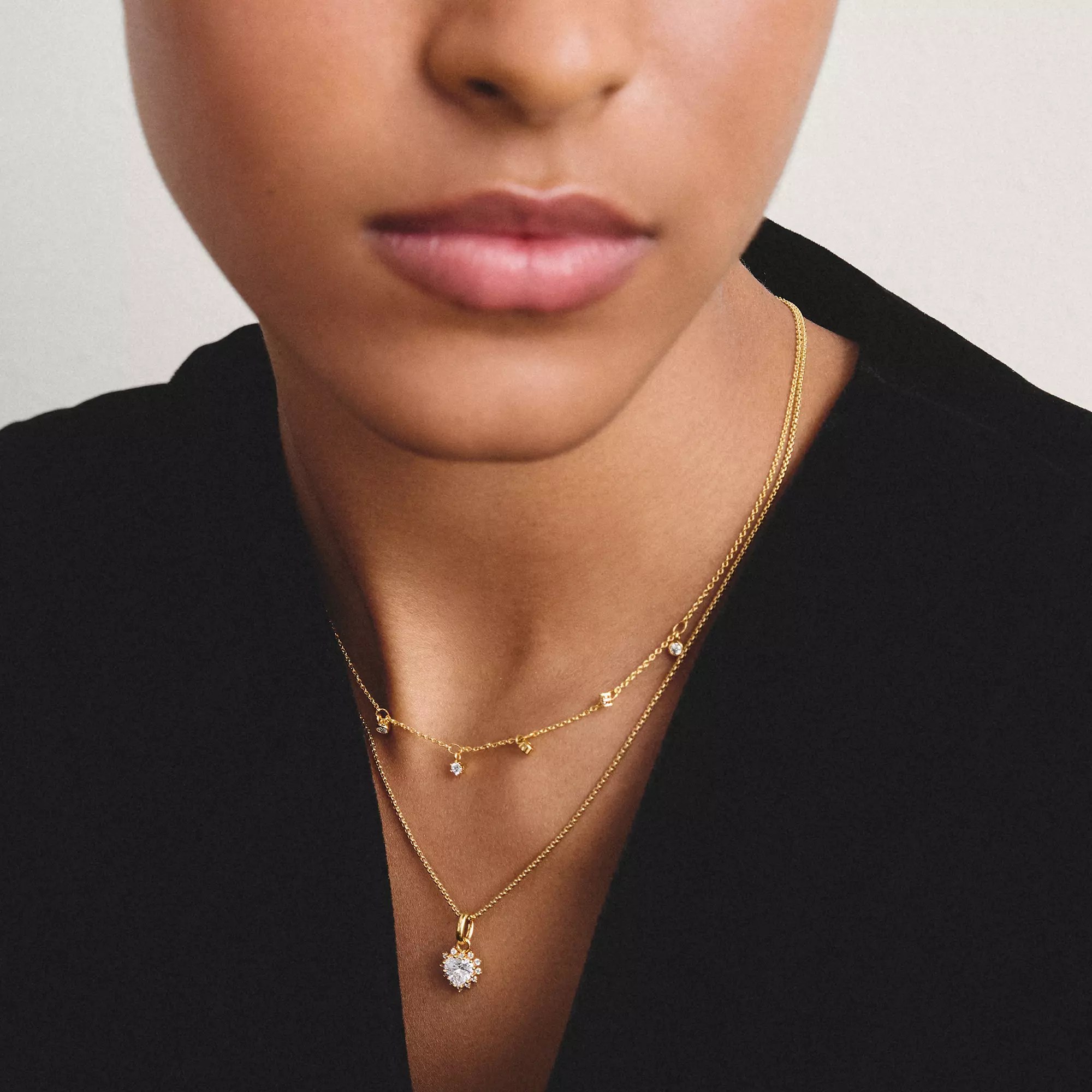 Thomas Sabo Kette mit weißem Zirkonia im Herzschliff – vergoldet – 45 cm – Ansicht 3