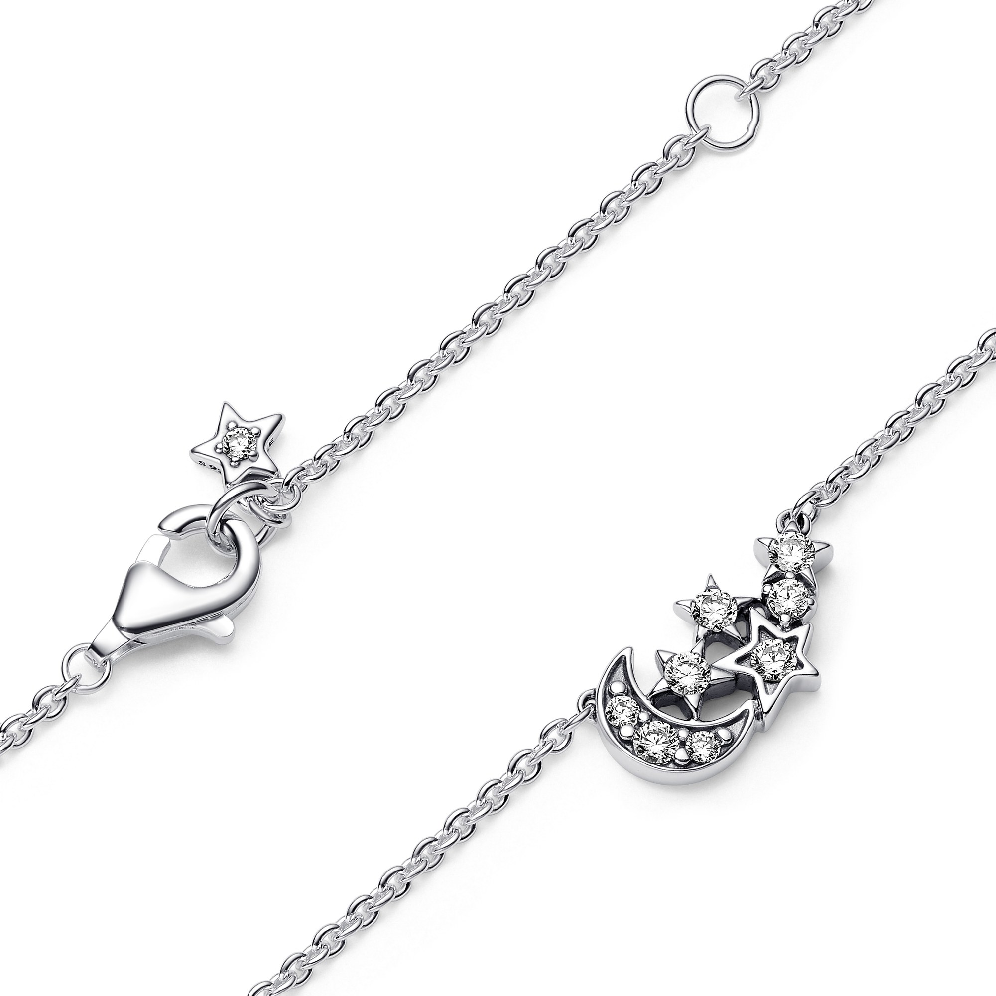 Pandora Funkelnde Mond & Stern Collier-Halskette - Sterling Silber - Zirkonia - 45 cm Ansicht 3 – Ansicht 3