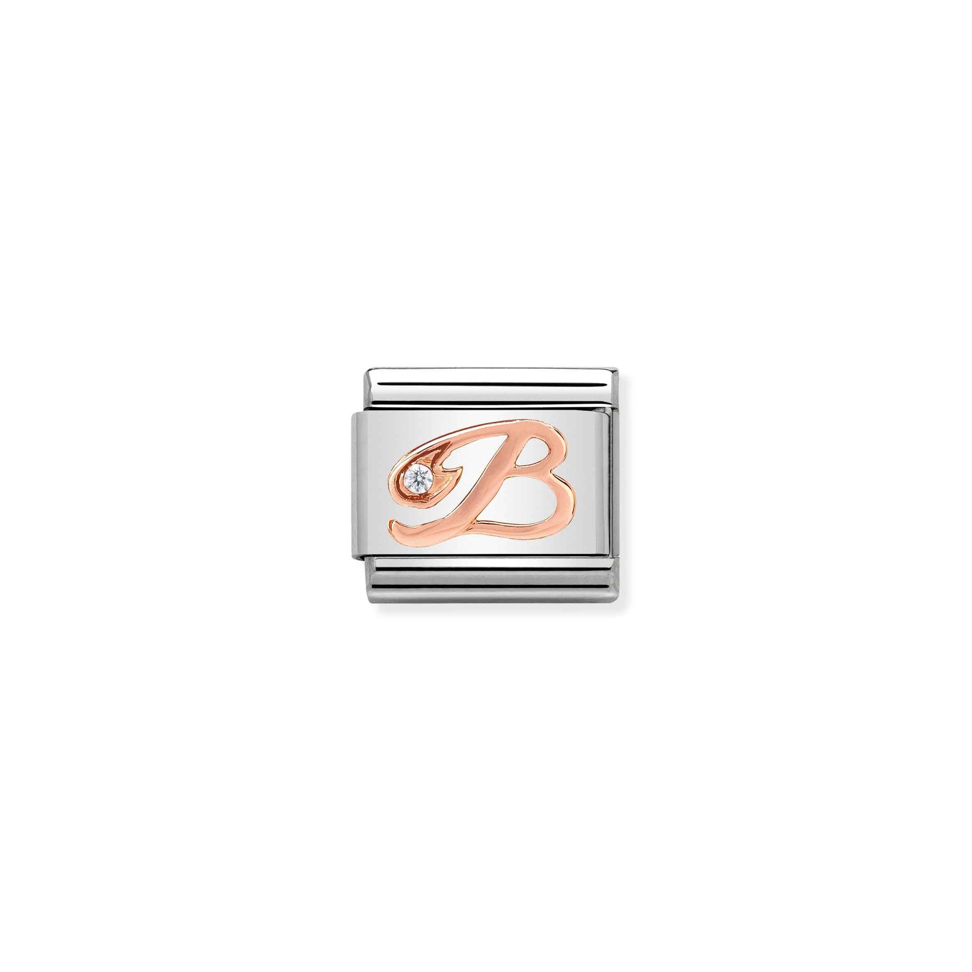 Nomination Composable Classic Charm Buchstabe B - Edelstahl, Gold 375 Roségold, Zirkonia