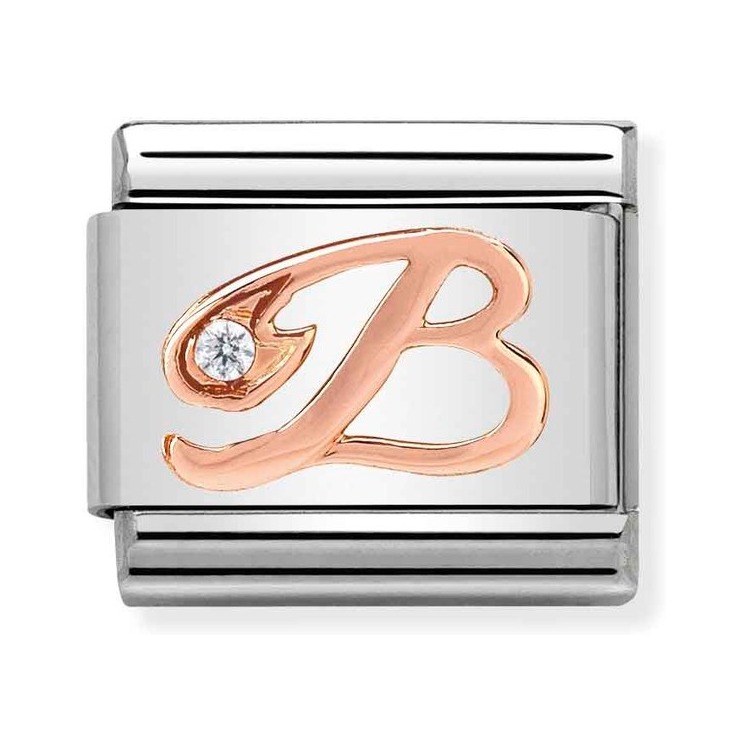 Nomination Composable Classic Charm Buchstabe B - Edelstahl, Gold 375 Roségold, Zirkonia