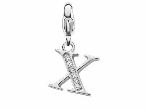 Silberner Charms Buchstabe X von Ti Sento mit funkelnden Zirkonia Steinen, ideal zum Personalisieren von Schmuckstücken und zum individuellen Stylen.