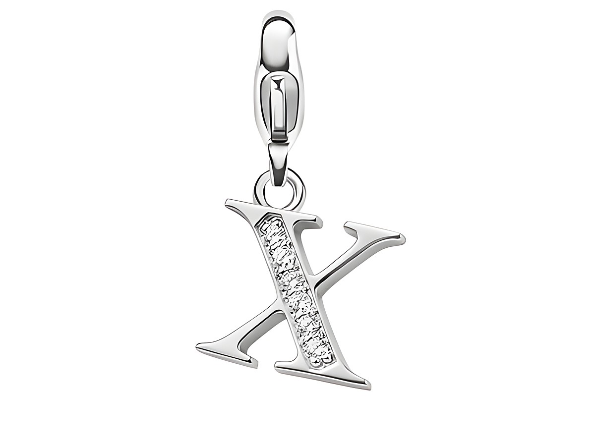 Silberner Charms Buchstabe X von Ti Sento mit funkelnden Zirkonia Steinen, ideal zum Personalisieren von Schmuckstücken und zum individuellen Stylen.
