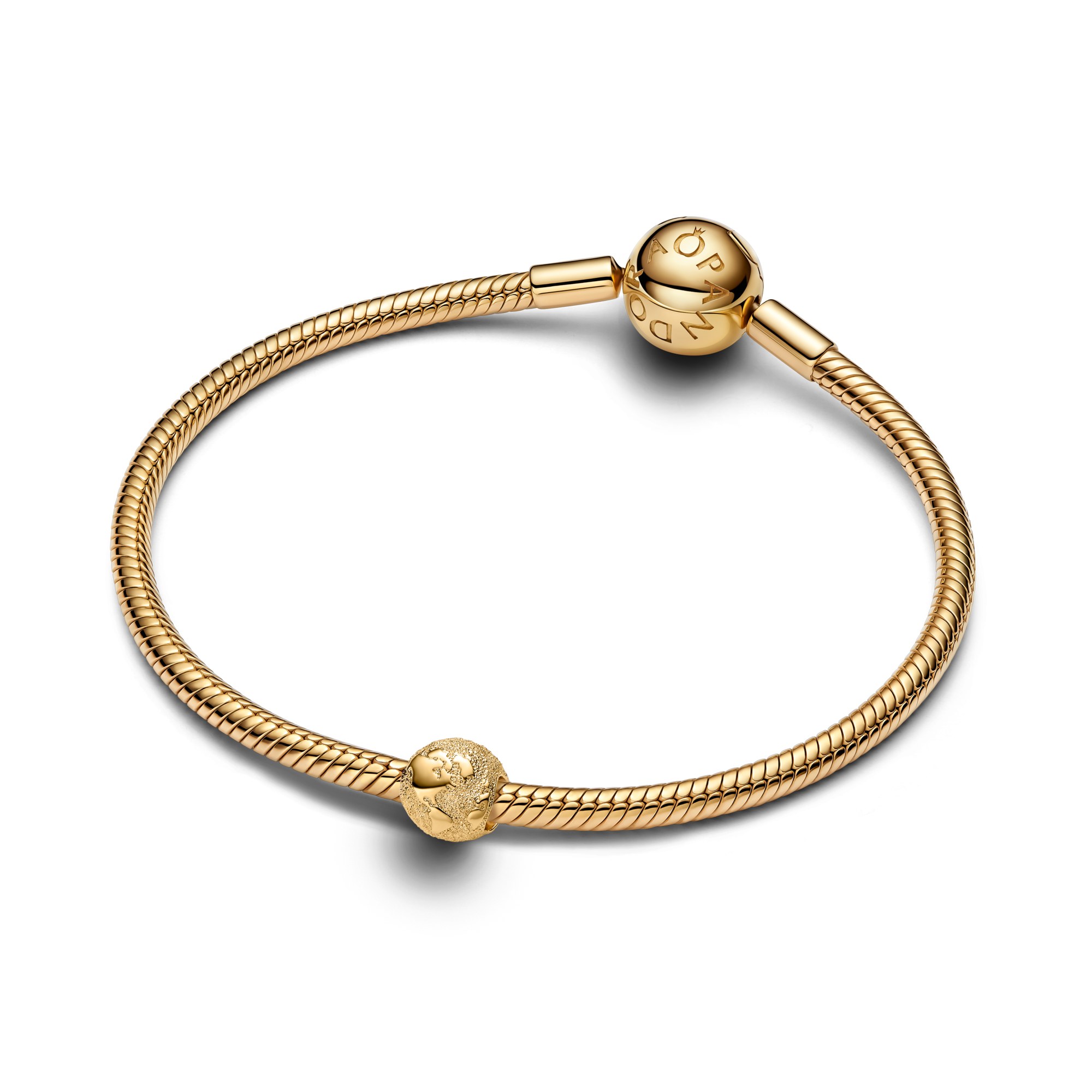 Pandora Strukturierter Globus Mini - Charm - Gelbgold Vergoldung – Ansicht 3