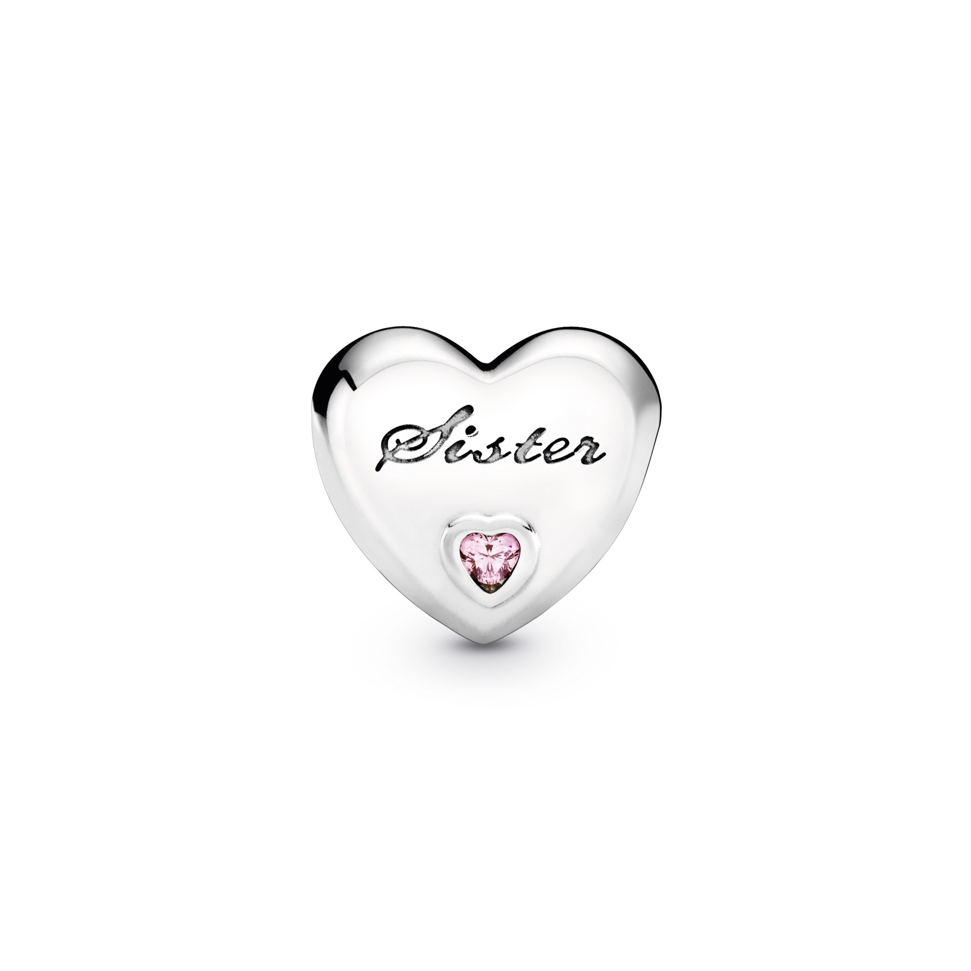 PANDORA Sister-Herz - Silber Charm - Zirkonia rosa – Ansicht 3