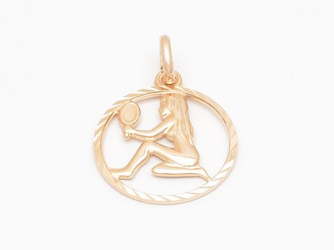 Jungfrau Sternzeichen Anhänger aus Sterling Silber diamantiert und rosé vergoldet, dargestellt wird eine figurative Darstellung des Jungfrau-Symbols, hergestellt von Juwelier Harnisch.
