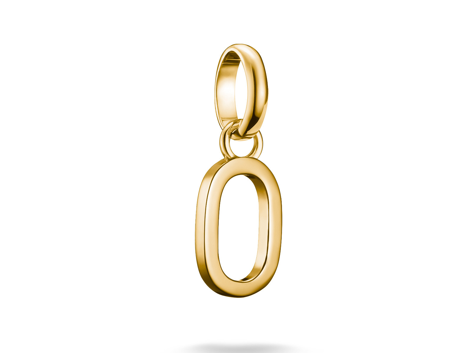 Silberner Charm in Form des Buchstabens O mit einer Öse, verziert mit Gelbgold, aus der Kollektion Thomas Sabo Charm Club CONNECT.
