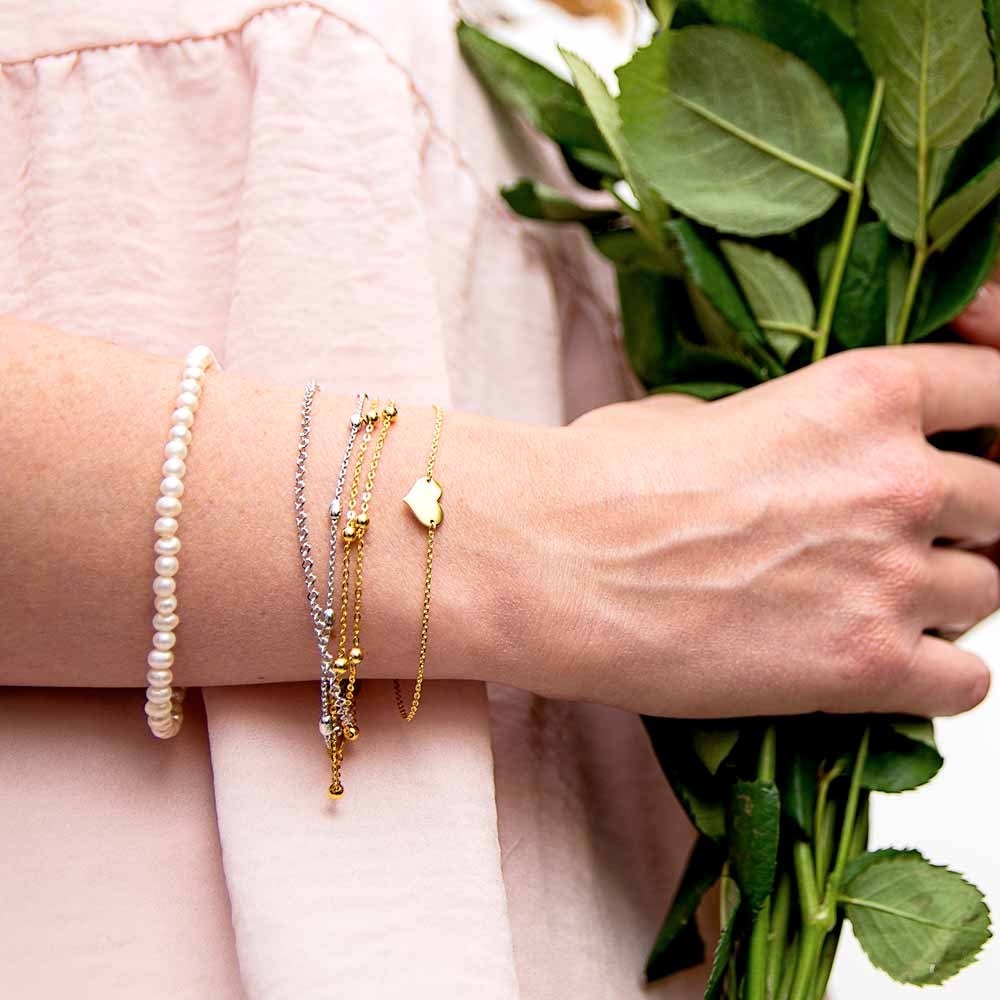 Engelsrufer PERLE Armband - Silber rhodiniert & Zuchtperle auf Nylon Perlmutt Weiß 18 cm – Ansicht 4