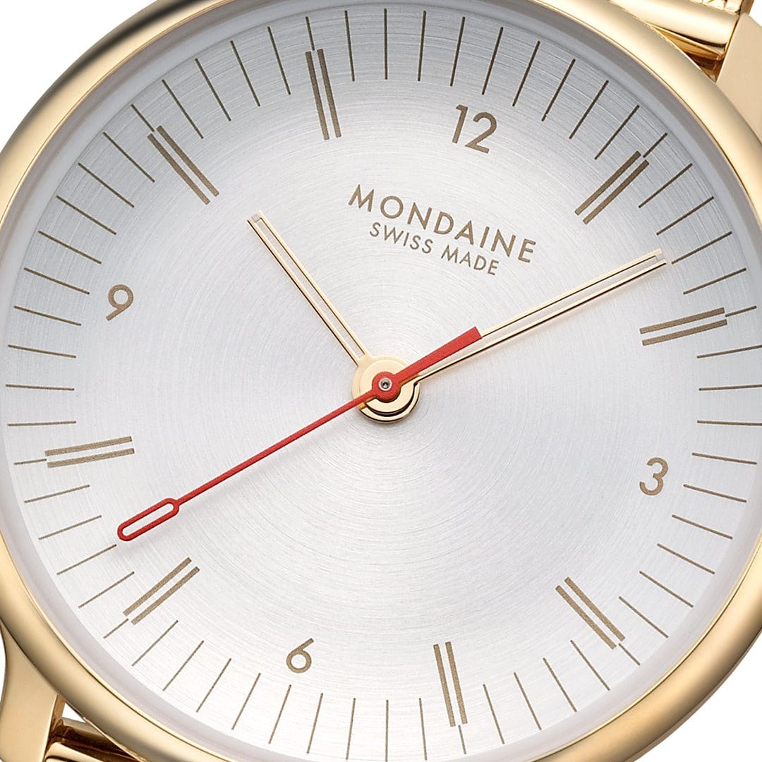 Mondaine Uhr - Doppio - Gelb vergoldet - 33 mm – Ansicht 5