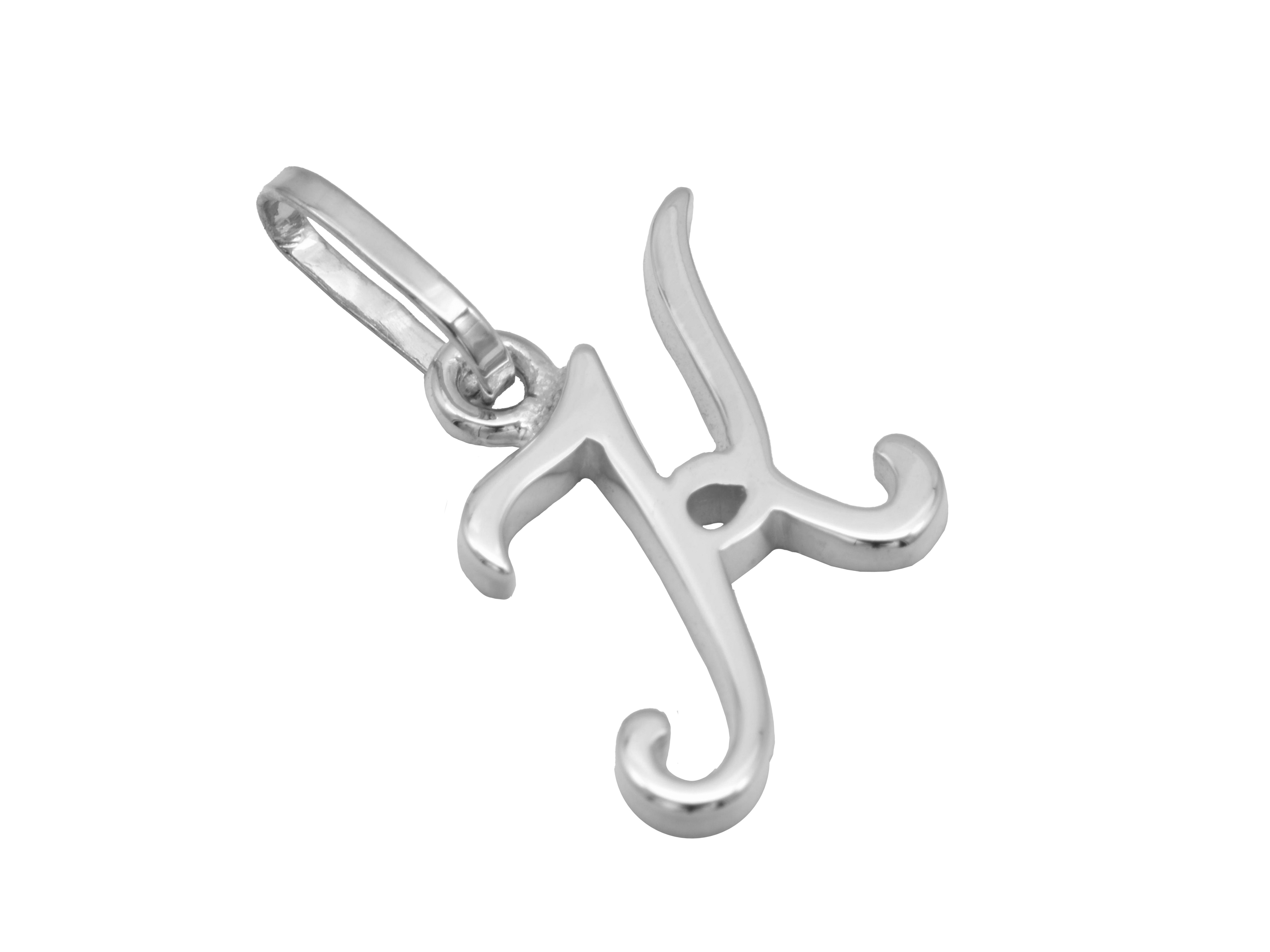 Buchstaben Anhänger K aus Weißgold 585, poliert, elegant und zeitlos, hergestellt von Juwelier Harnisch, ideal als persönliches Schmuckstück oder Geschenk.