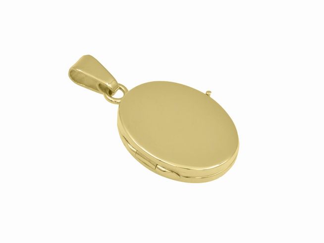 Ovales Gold Medaillon aus Gold 333, poliert und mattiert, Durchmesser 21 mm, hergestellt von Juwelier Harnisch, ideal für persönlichen Schmuck und Erinnerungsstücke.