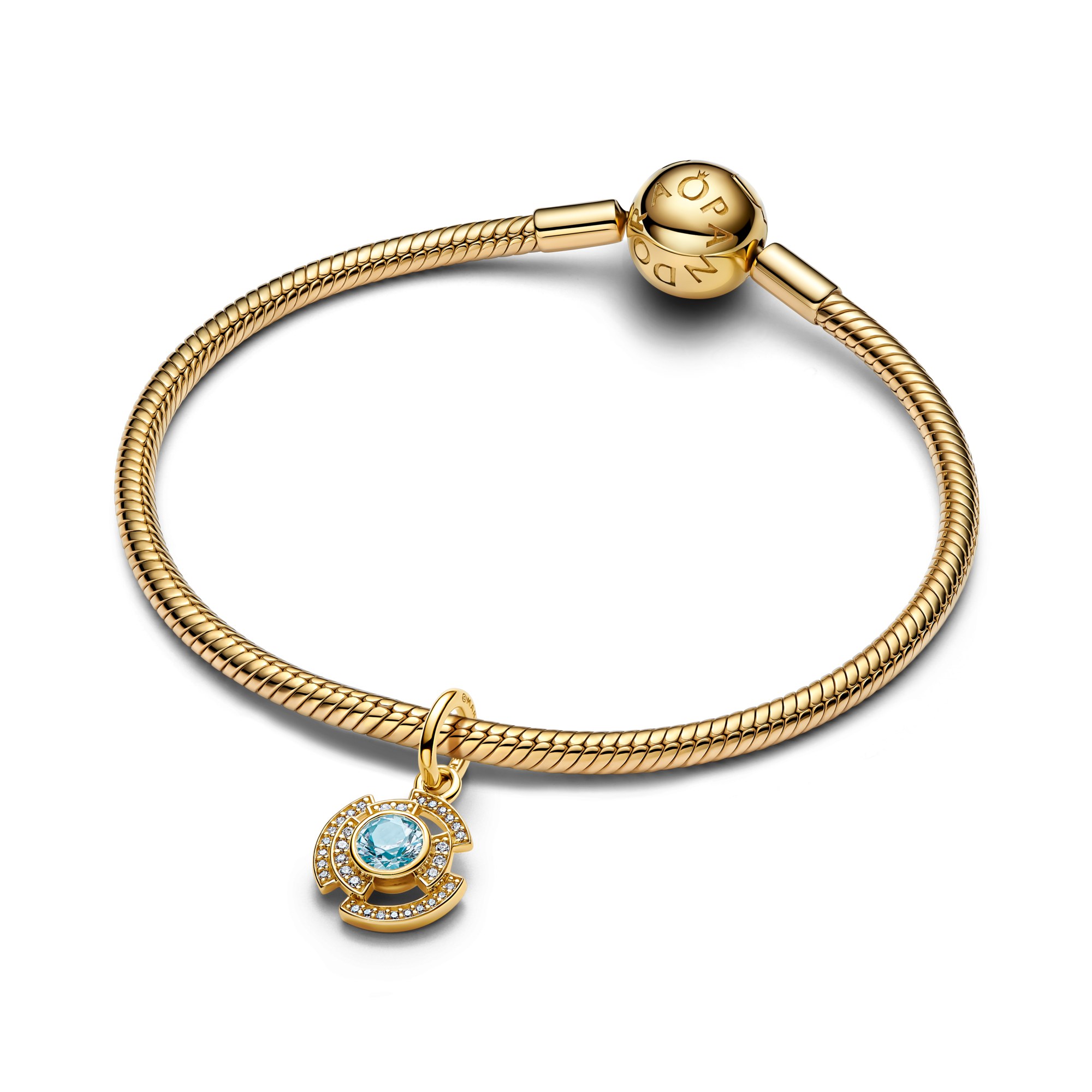 Pandora Marvel Iron Man Arc Reaktor Charm - Gelbgold Vergoldung - Emaille Zirkonia Grün – Ansicht 4