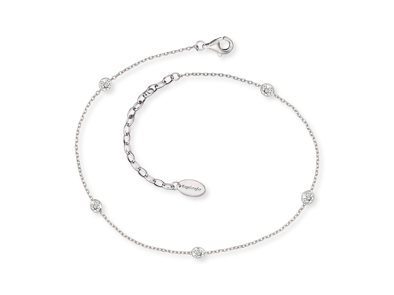 Engelsrufer ERF-LILMOON-ZI MOON Fußkettchen Moonlight mit Zirkonia - Silber rhod. 22 cm Elegantes Engelsrufer ERF-LILMOON-ZI MOON Fußkettchen Moonlight aus rhodiniertem Silber mit funkelnden Zirkonia-Steinen, Länge 22 cm, Hersteller Engelsrufer.