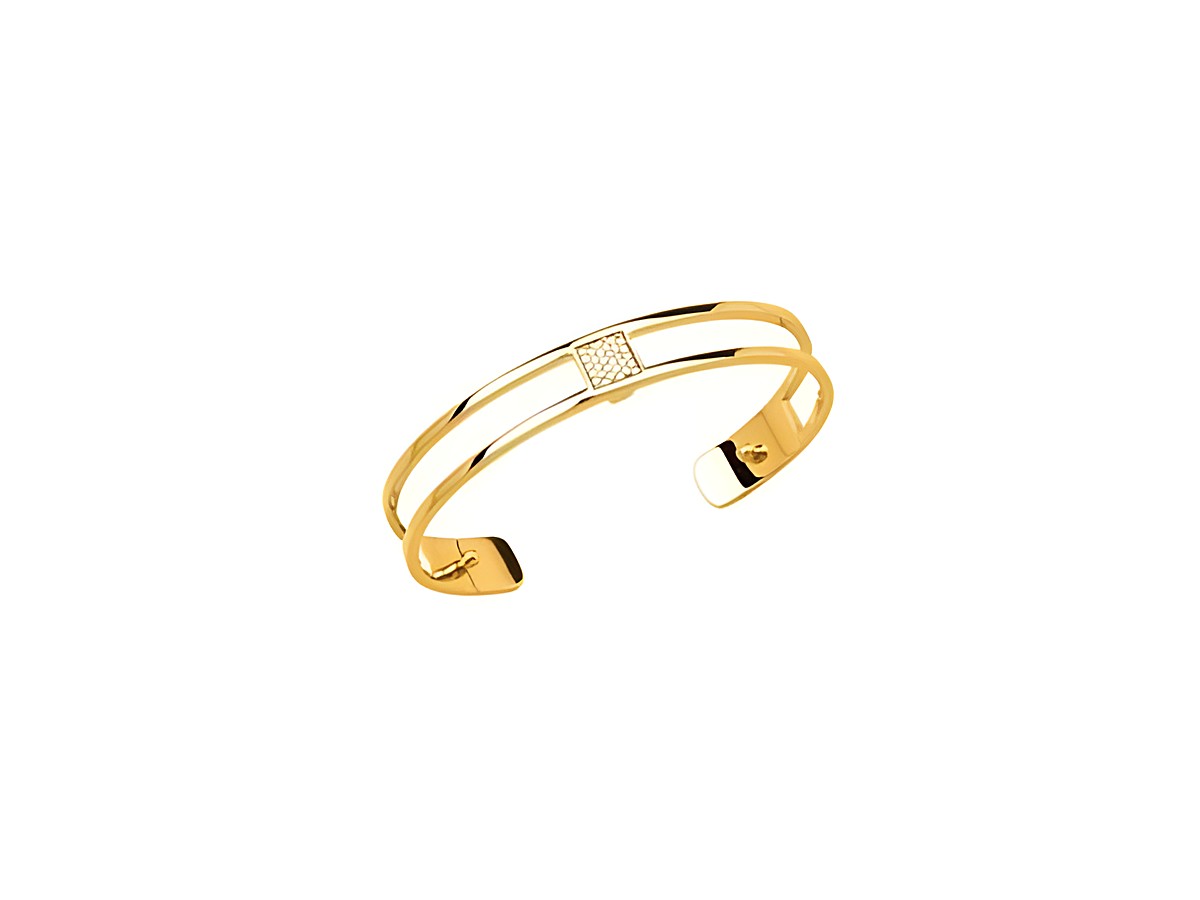 Armreif von Les Georgettes, Modell Les Précieuses, in Gold mit einer Breite von 8 mm, verziert mit einem eleganten, funkelnden Detail in der Mitte.