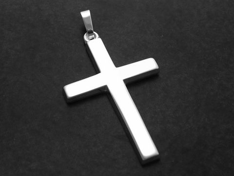 Kreuz Anhänger aus Sterling Silber, poliert und schlicht, hergestellt von Juwelier Harnisch, ideal für einen eleganten und zeitlosen Look.