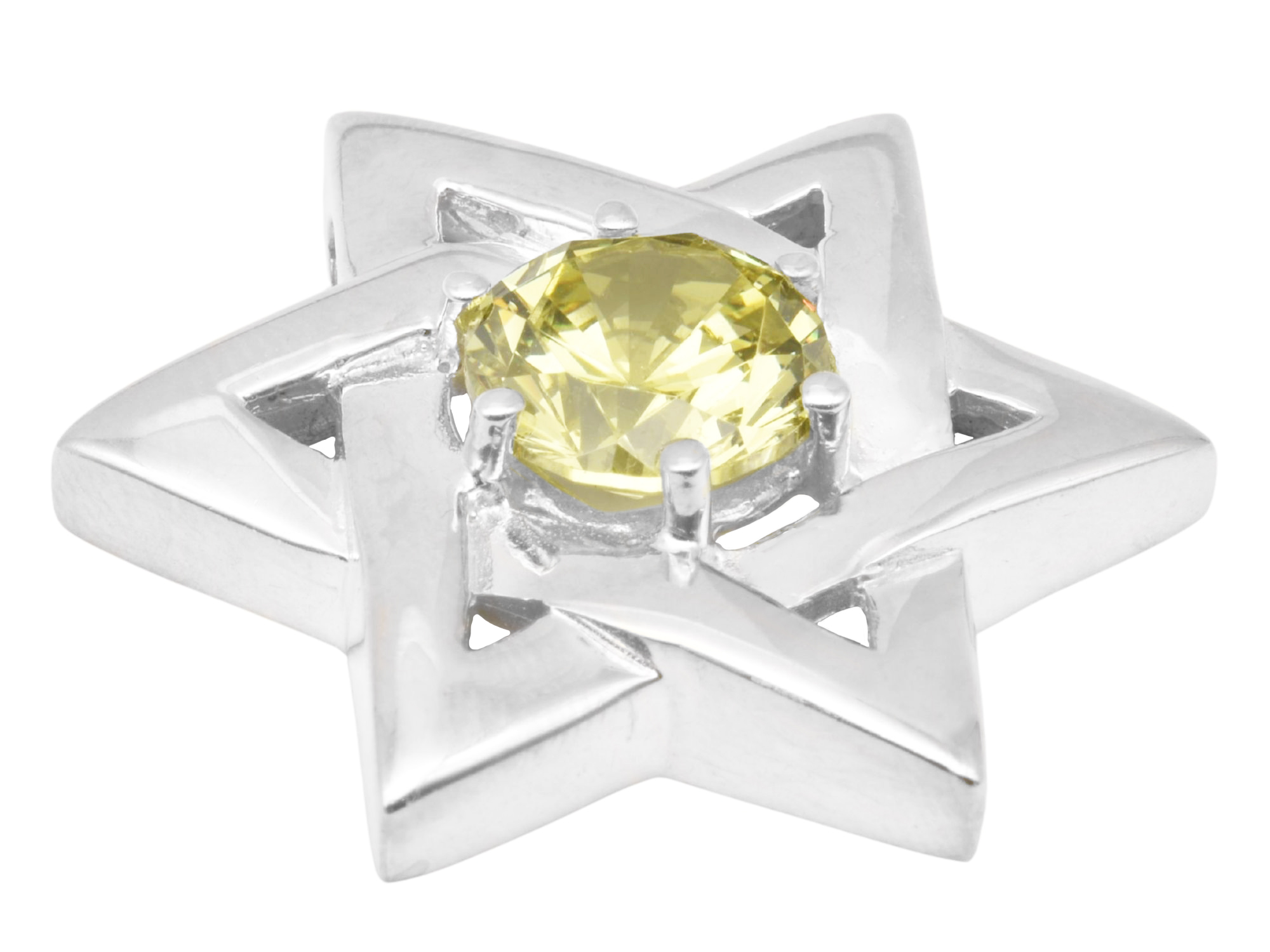 Anhänger Davidstern DESIGN - Sterling Silber 925 - poliert rhodiniert - Zirkonia Hellgrün