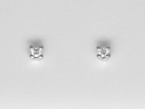 Weißgold Ohrringe in Krappenfassung, filigran gearbeitet mit Brillanten 0,10 ct W/Si, Stecker-Design, Hersteller Juwelier Harnisch, elegante Schmuckstücke für jeden Anlass.
