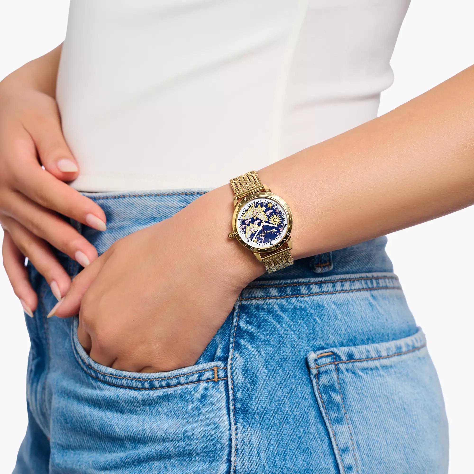 Thomas Sabo Damenuhr mit Schmetterlingen goldfarben – Ansicht 4