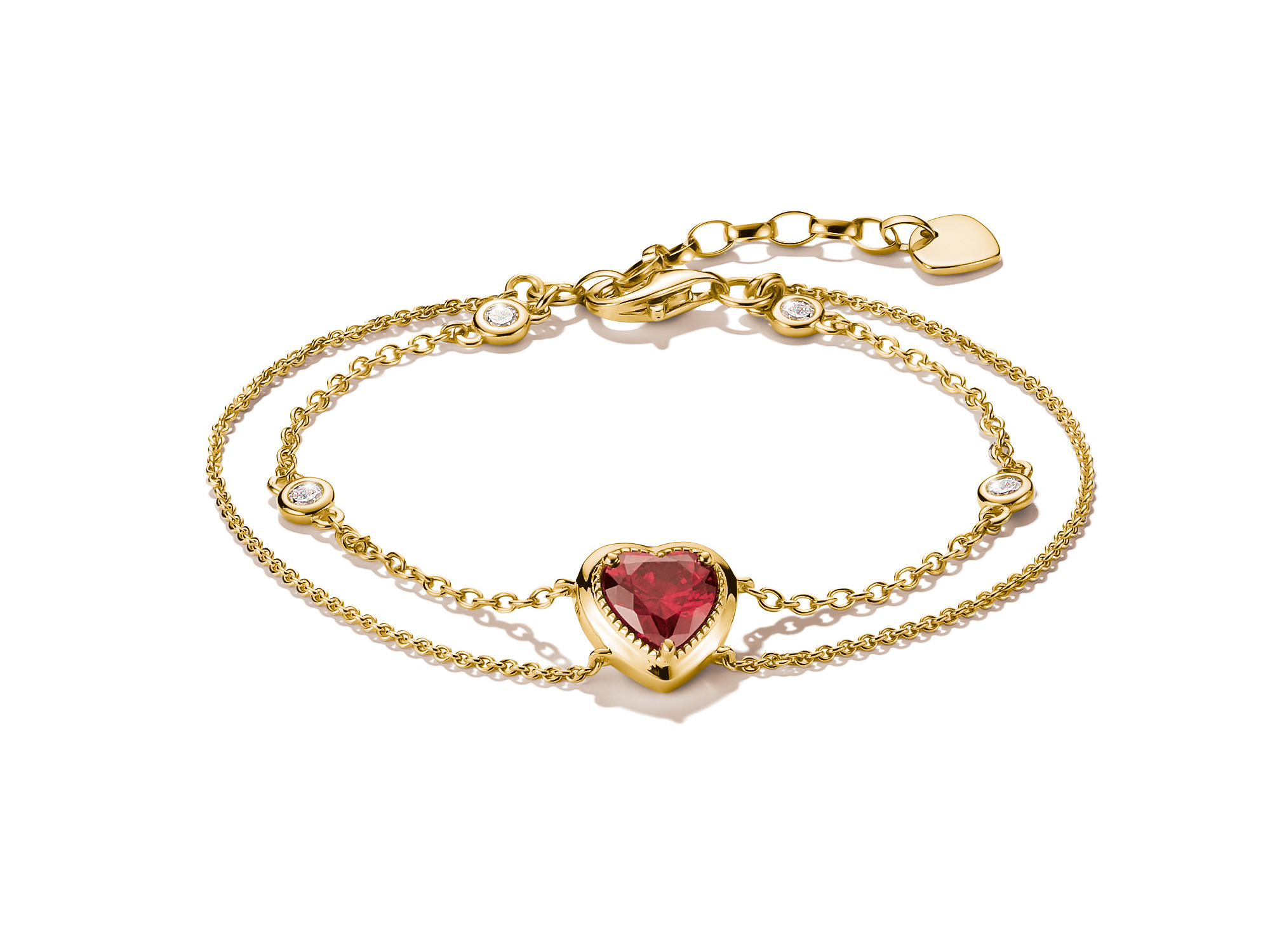 Thomas Sabo A2222-414-10-L19V ELYNDRA Armband 16 - 19 cm - 750/- Gold auf Silber & Zirkonia - Rot