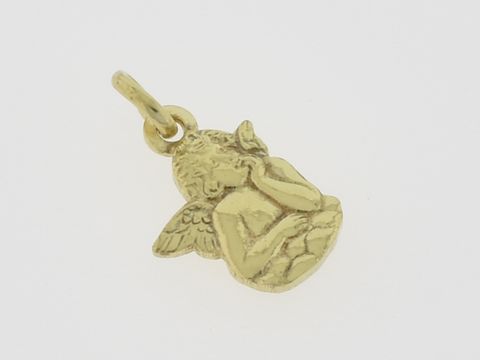 Gold Anhänger Engel 333 Gold zauberhaft, Hersteller Juwelier Harnisch, filigrane Darstellung eines Engels mit Flügeln in einer nostalgischen Pose. Ideal für Schmuckliebhaber.