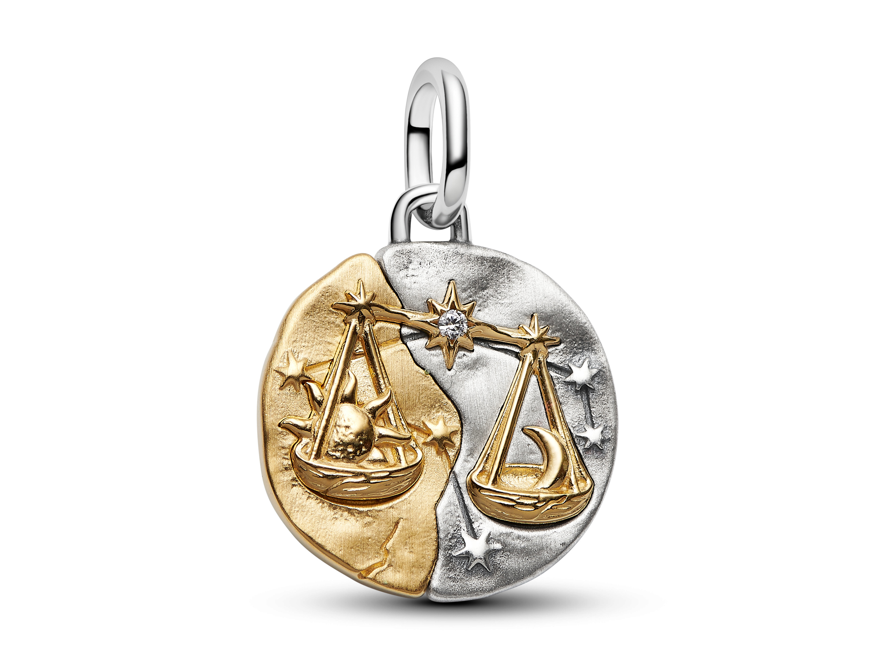 Pandora ME 764983C01 - Sternzeichen Waage - Charm - Sterling Silber & Gelbgold Vergoldung - 16 mm