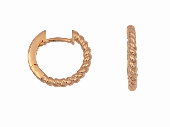 Creolen 1,7 cm aus Sterling Silber, roségold vergoldet und gekordelt, Hersteller Juwelier Harnisch, elegantes Design für jeden Anlass.