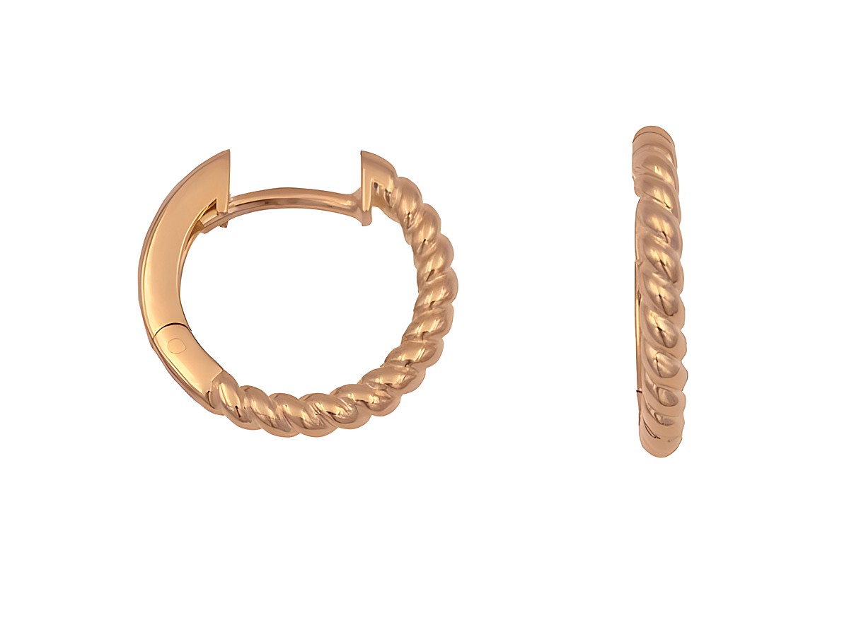 Creolen 1,7 cm aus Sterling Silber, roségold vergoldet und gekordelt, Hersteller Juwelier Harnisch, elegantes Design für jeden Anlass.