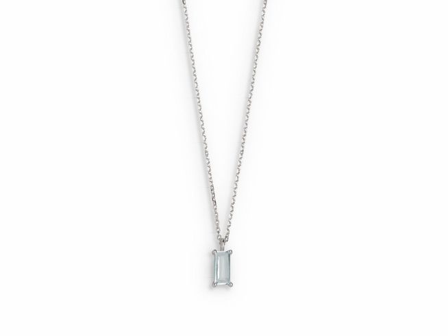 Xenox Weißgold Kette XG4534 mit 45 cm Länge, feine Karreekette aus 375 Weißgold, mit einem eleganten farbigen Stein als Anhänger, perfekte Ergänzung für jeden Schmuckliebhaber.