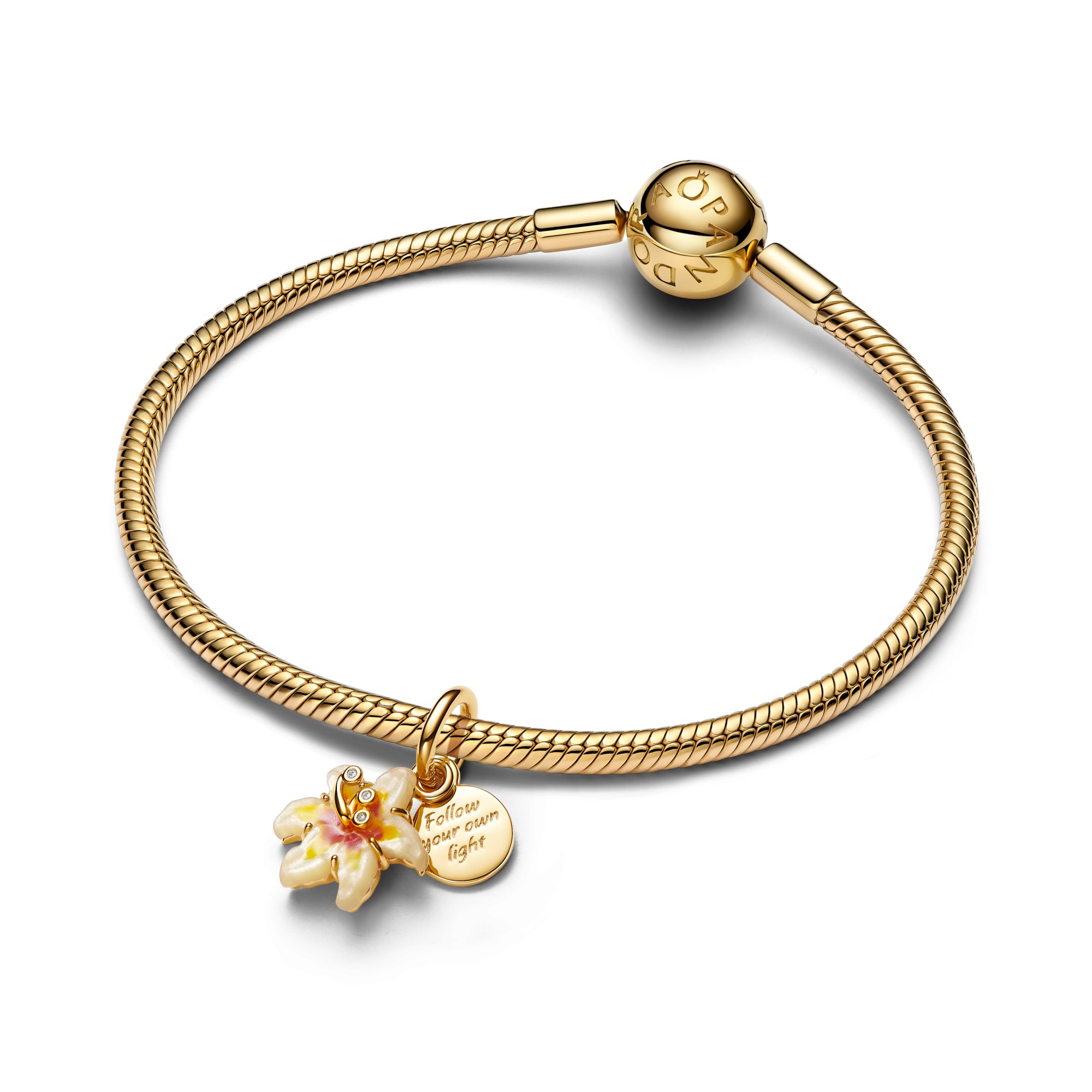 Pandora Disney Rapunzel Neu Verföhnt magische Blume Glow-in-the-Dark-Charm - Vergoldung - Emaille – Ansicht 2