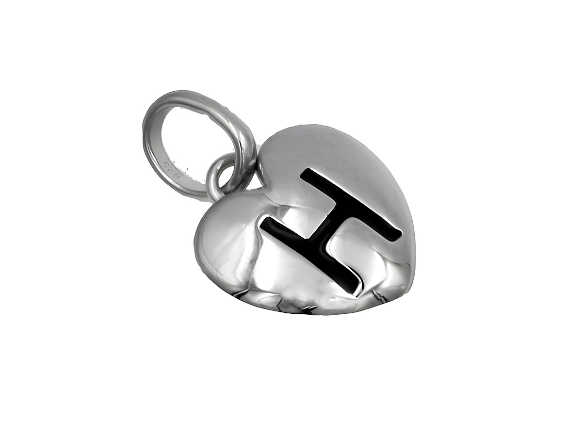 Herzanhänger mit dem Buchstaben H aus 925 Sterling Silber, poliert und rhodiniert, glänzende Oberfläche, hergestellt von Juwelier Harnisch.