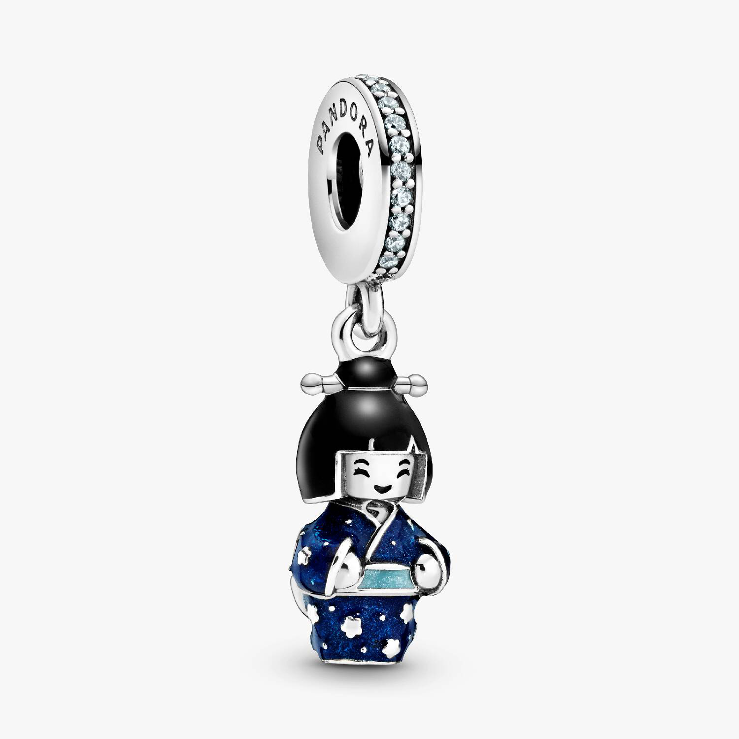 Pandora Charm-Anhänger - Japanische Puppe - Blauer Kimono - Silber - 798595C01