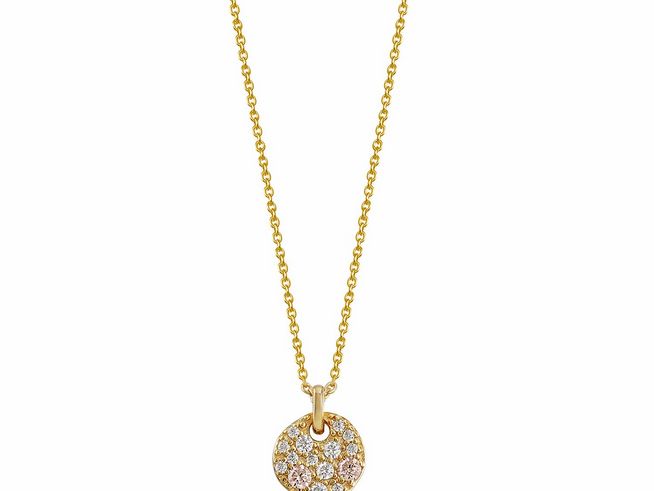 Xenox Sterling Silber Kette XS6092G mit einer Karreekette in Gelbgold Vergoldung und einem klassischen Kreisanhänger, verziert mit funkelnden Steinen, Länge 40-45 cm.