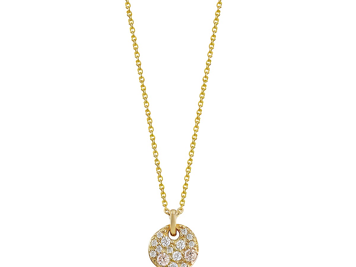 Xenox Sterling Silber Kette XS6092G mit einer Karreekette in Gelbgold Vergoldung und einem klassischen Kreisanhänger, verziert mit funkelnden Steinen, Länge 40-45 cm.