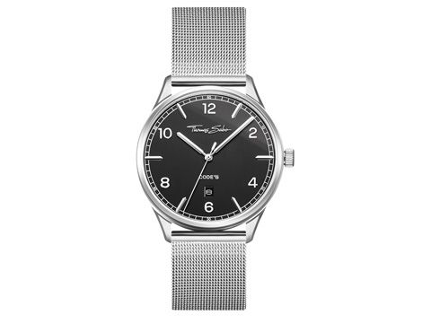 Elegante Thomas Sabo WA0339-201-203 Unisexuhr mit schwarzem Zifferblatt und Milanaise-Armband, zeigt klare Ziffern und bringt zeitlose Einfachheit zum Ausdruck.