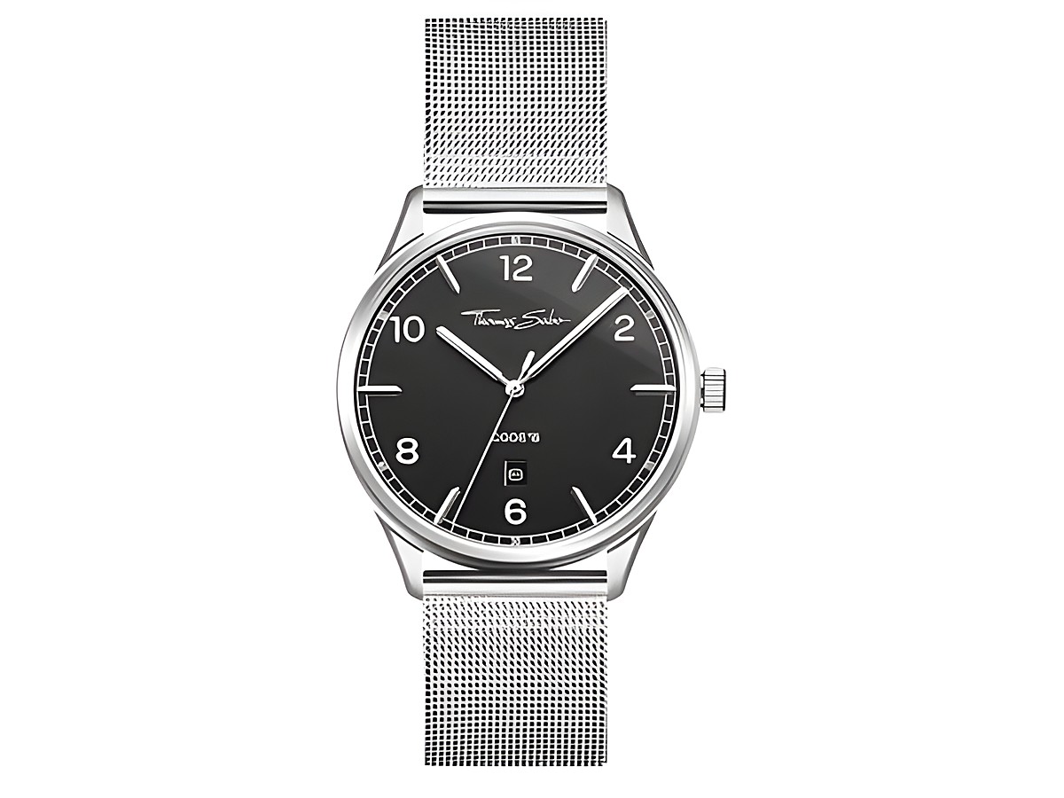 Elegante Thomas Sabo WA0339-201-203 Unisexuhr mit schwarzem Zifferblatt und Milanaise-Armband, zeigt klare Ziffern und bringt zeitlose Einfachheit zum Ausdruck.