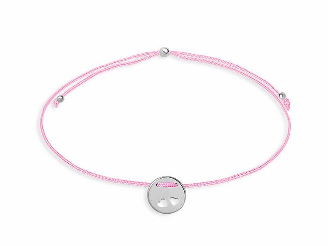 Xenox Sterling Silber Armband XS1683 Crazy Daisy in Pink mit herzförmigem Anhänger aus Silber, elegantes und modisches Accessoire für jeden Anlass.