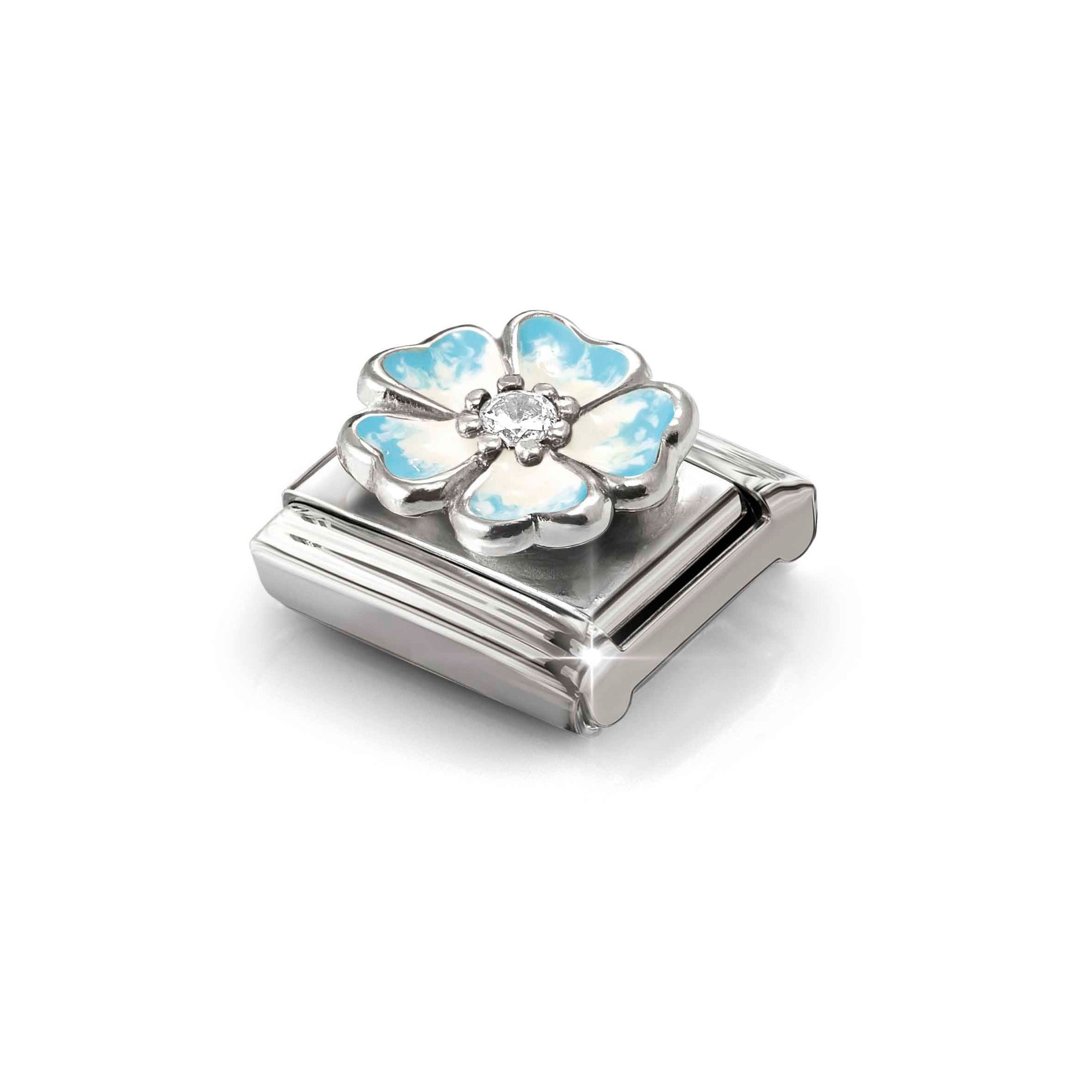 Nomination Composable Classic Charm Blüte hellblau-weiß - Edelstahl, Sterling Silber, Emaille – Ansicht 4