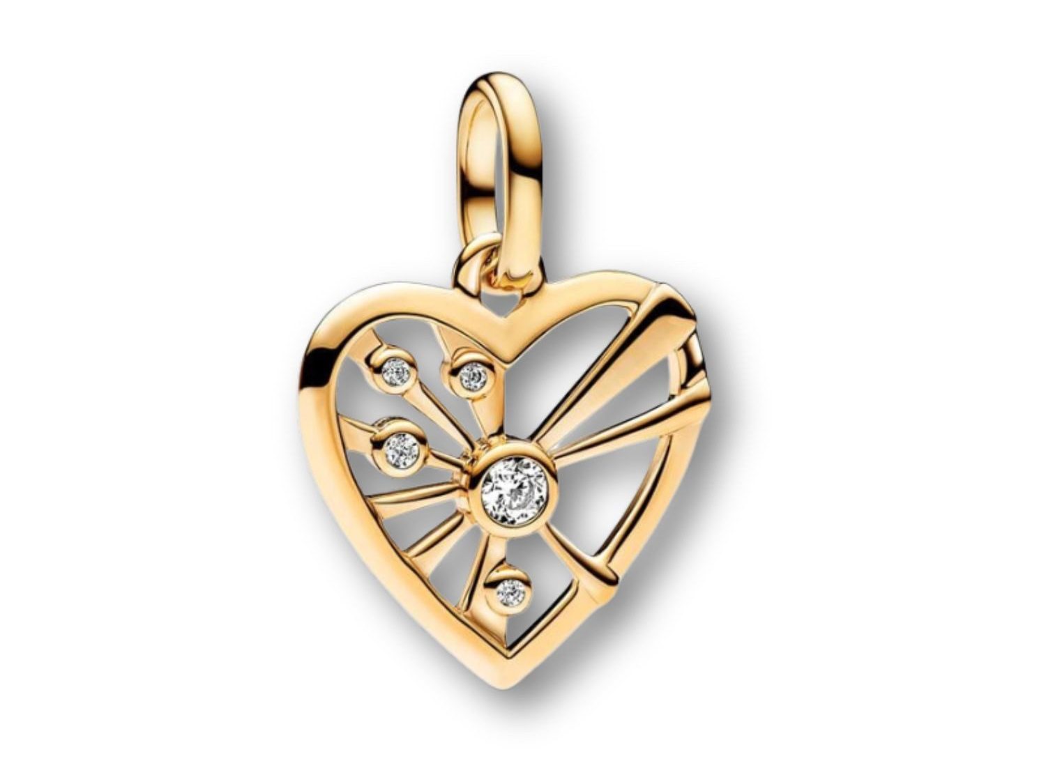 Pandora ME 763453C01 Anhänger - Herz & Strahlen - Gelbgold Vergoldung auf Metalllegierung - Zirkonia - 763453