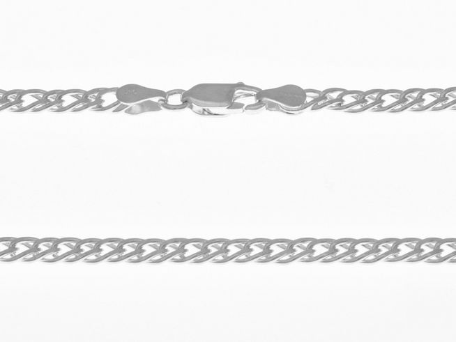 Silberkette aus Sterling Silber im Zwillingspanzer-Muster, Maße 4,1 x 1,7 mm, Länge 51 cm, von Juwelier Harnisch, edles Design für vielfältige Anlässe.