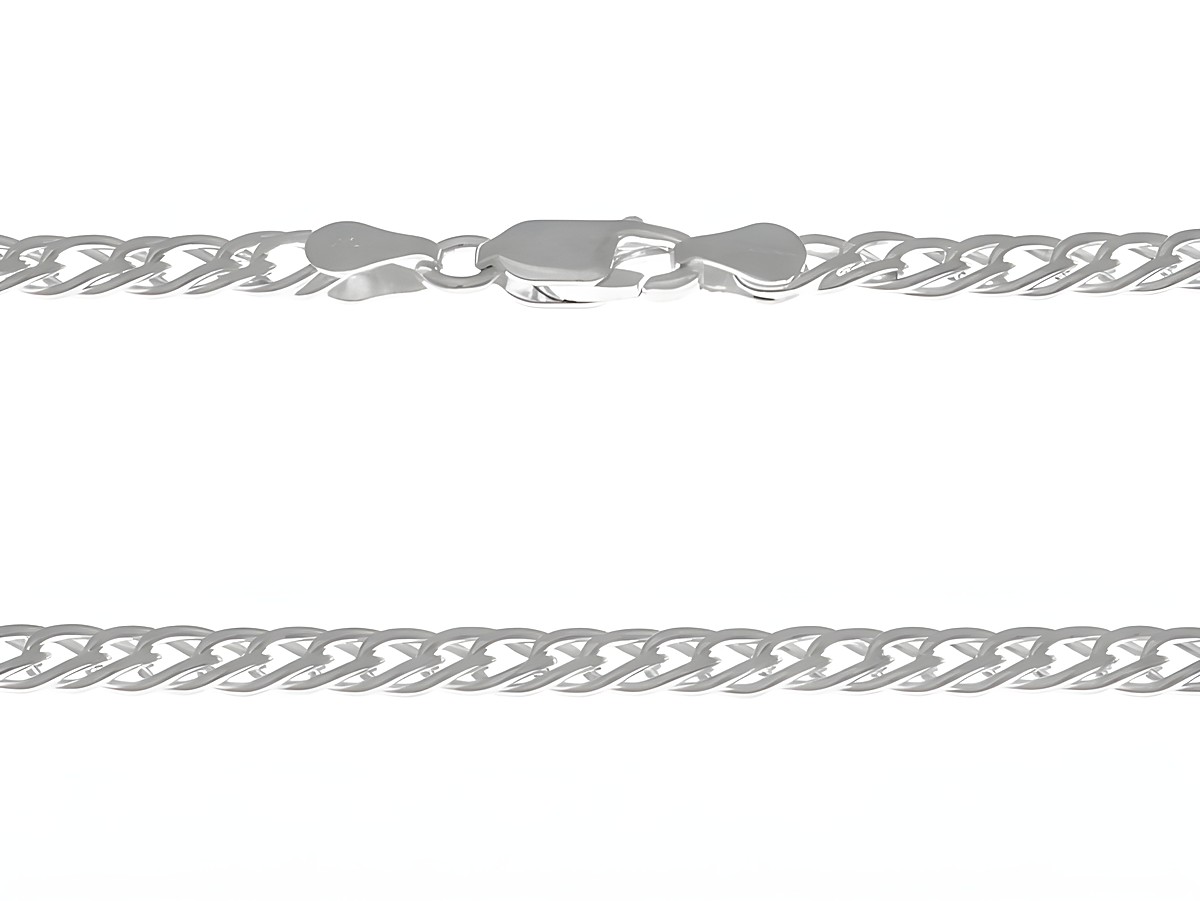 Silberkette aus Sterling Silber im Zwillingspanzer-Muster, Maße 4,1 x 1,7 mm, Länge 51 cm, von Juwelier Harnisch, edles Design für vielfältige Anlässe.