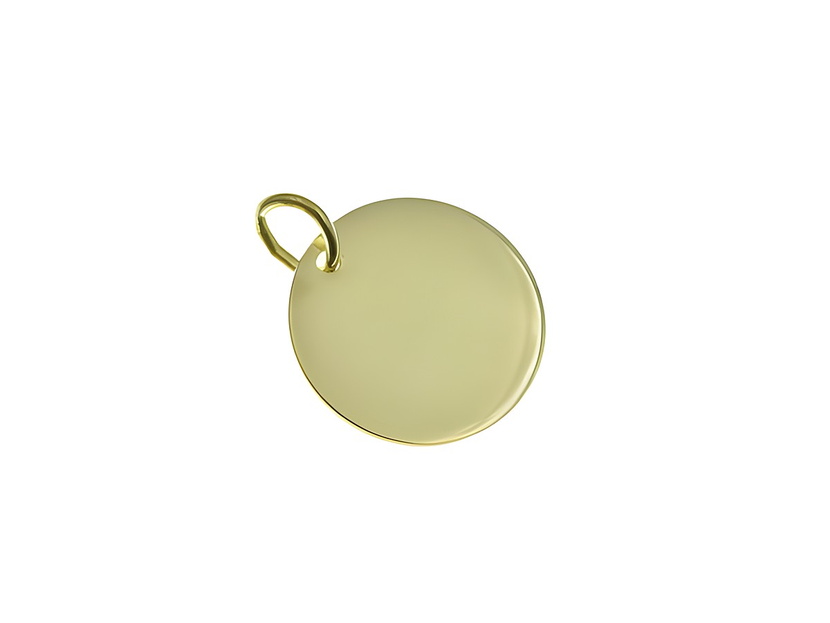 Runde Gravurplatte aus Sterling Silber, 1,4 cm, mit Gelbgoldvergoldung. Schlichte Ausführung, perfekt für persönliche Gravuren, hergestellt von Juwelier Harnisch.