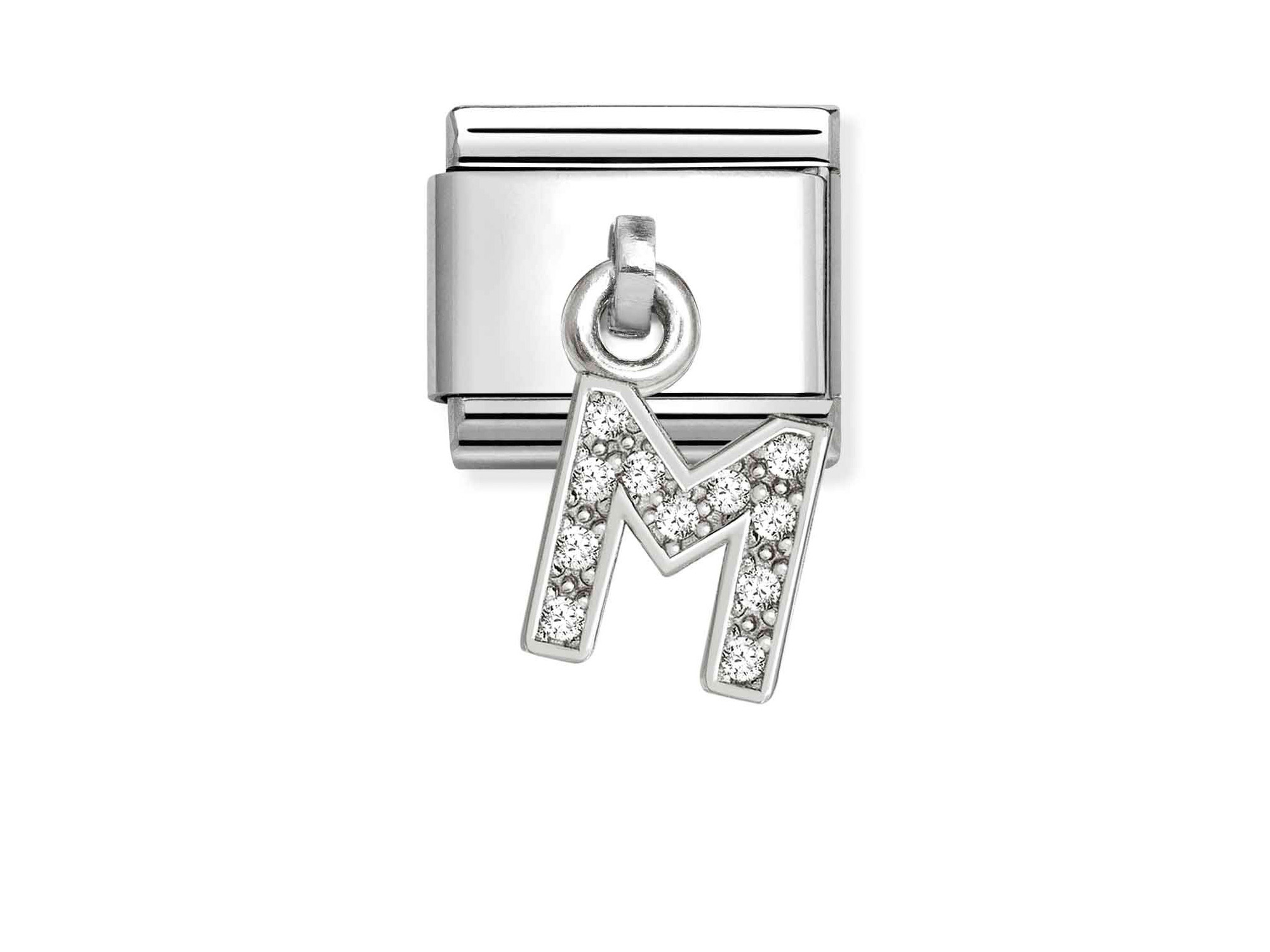 Classic Sterling Silber Charm in Form des Buchstabens M mit Zirkonia-Steinen, glänzendes Design, perfekt für individuelle Schmuckstücke, Hersteller Pandora, neuheiten.