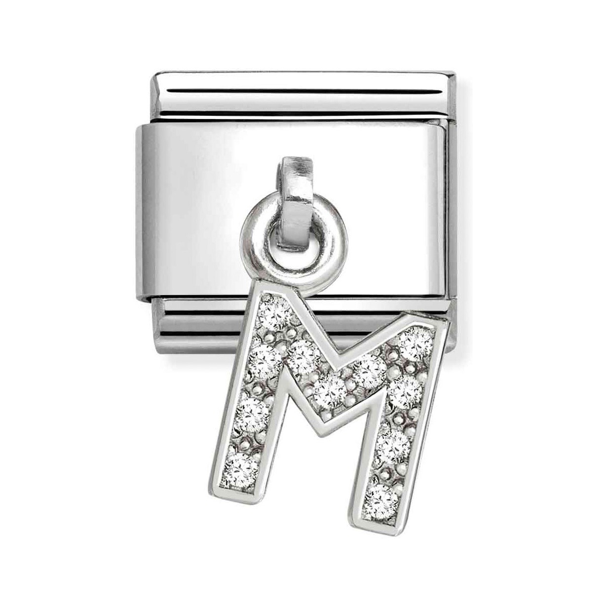 Classic Sterling Silber Charm in Form des Buchstabens M mit Zirkonia-Steinen, glänzendes Design, perfekt für individuelle Schmuckstücke, Hersteller Pandora, neuheiten.