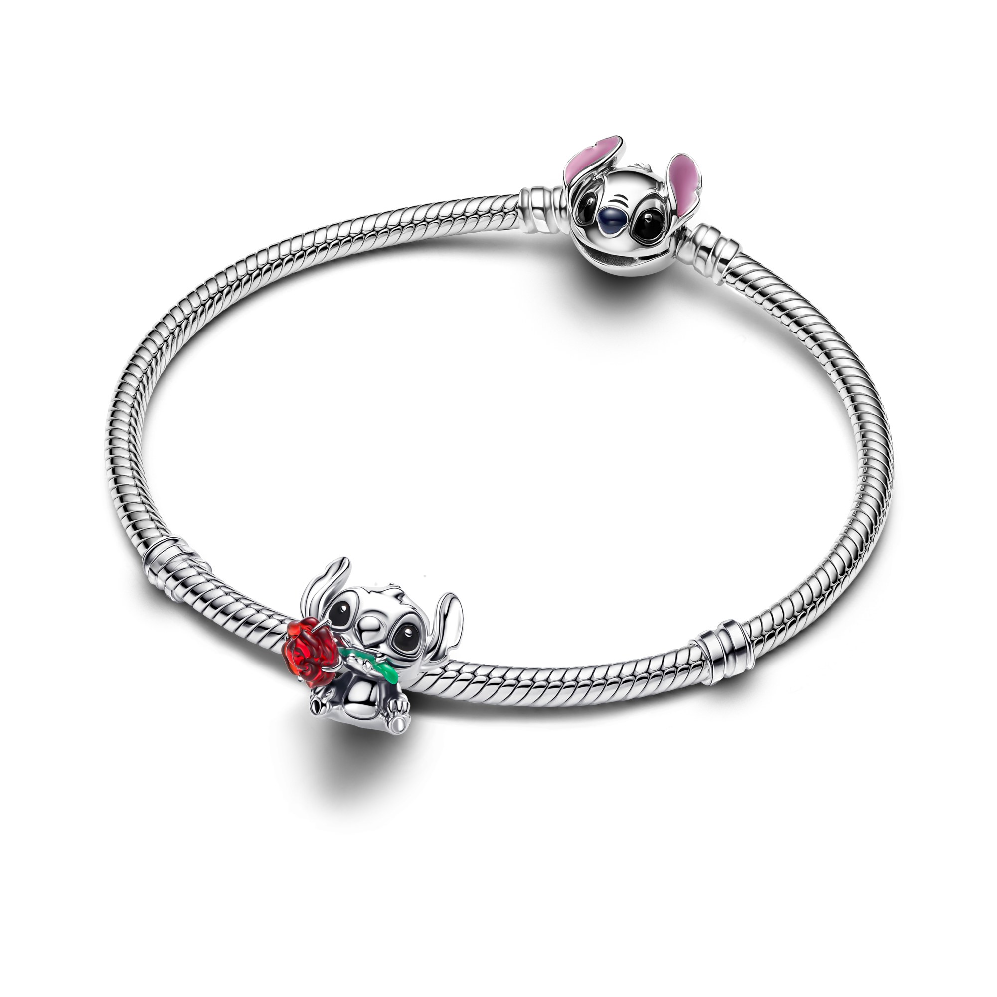 Pandora Disney Stitch - Rose Murano Glas - Charm - Silber - Murano Glas & Emaille - Rot – Ansicht 3