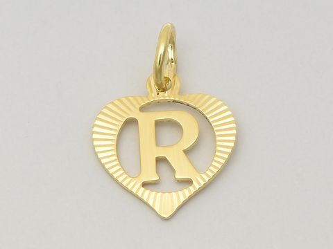 Herz Buchstabe R Gold Anhänger aus 333 Gold, diamantiert, Hersteller Juwelier Harnisch, elegantes Design für stilvolle Akzente.