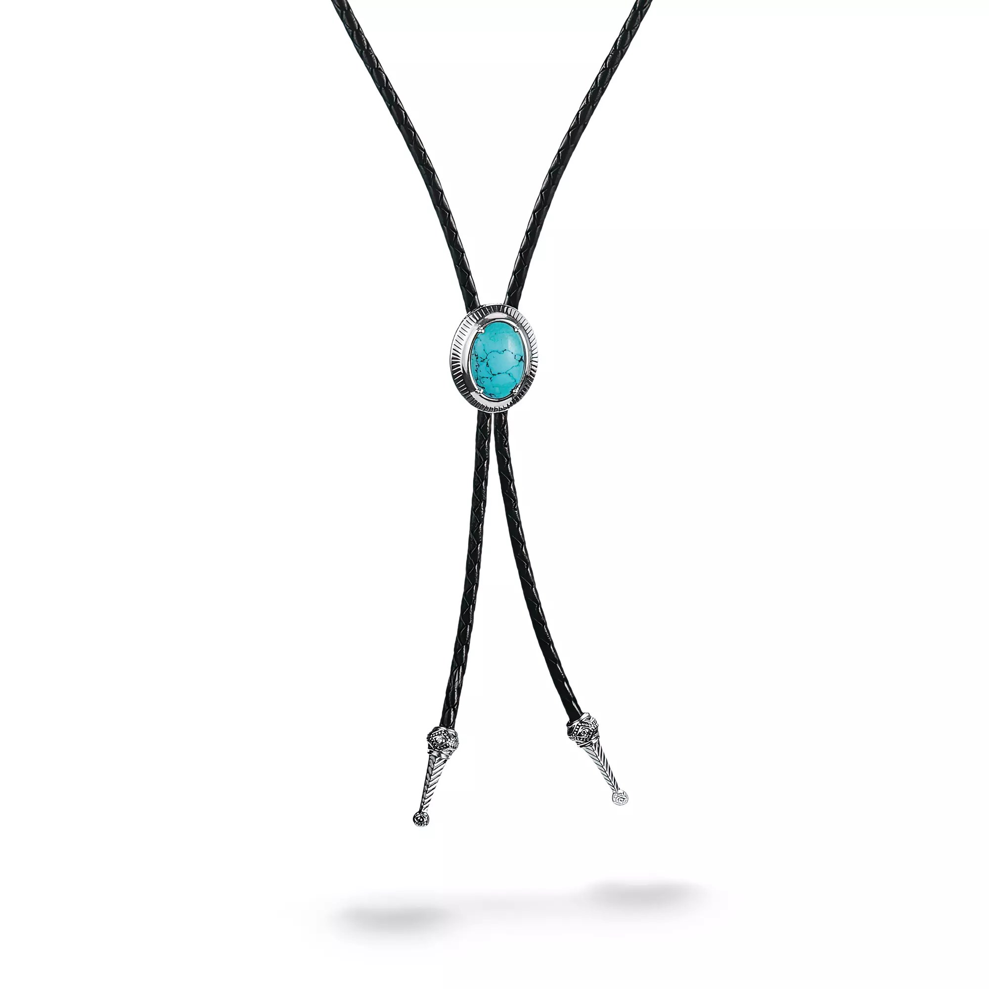 Thomas Sabo ELYNDRA Kette 80 cm - Sterling Silber geschw. & Leder & Zirkonia - Türkis – Ansicht 2
