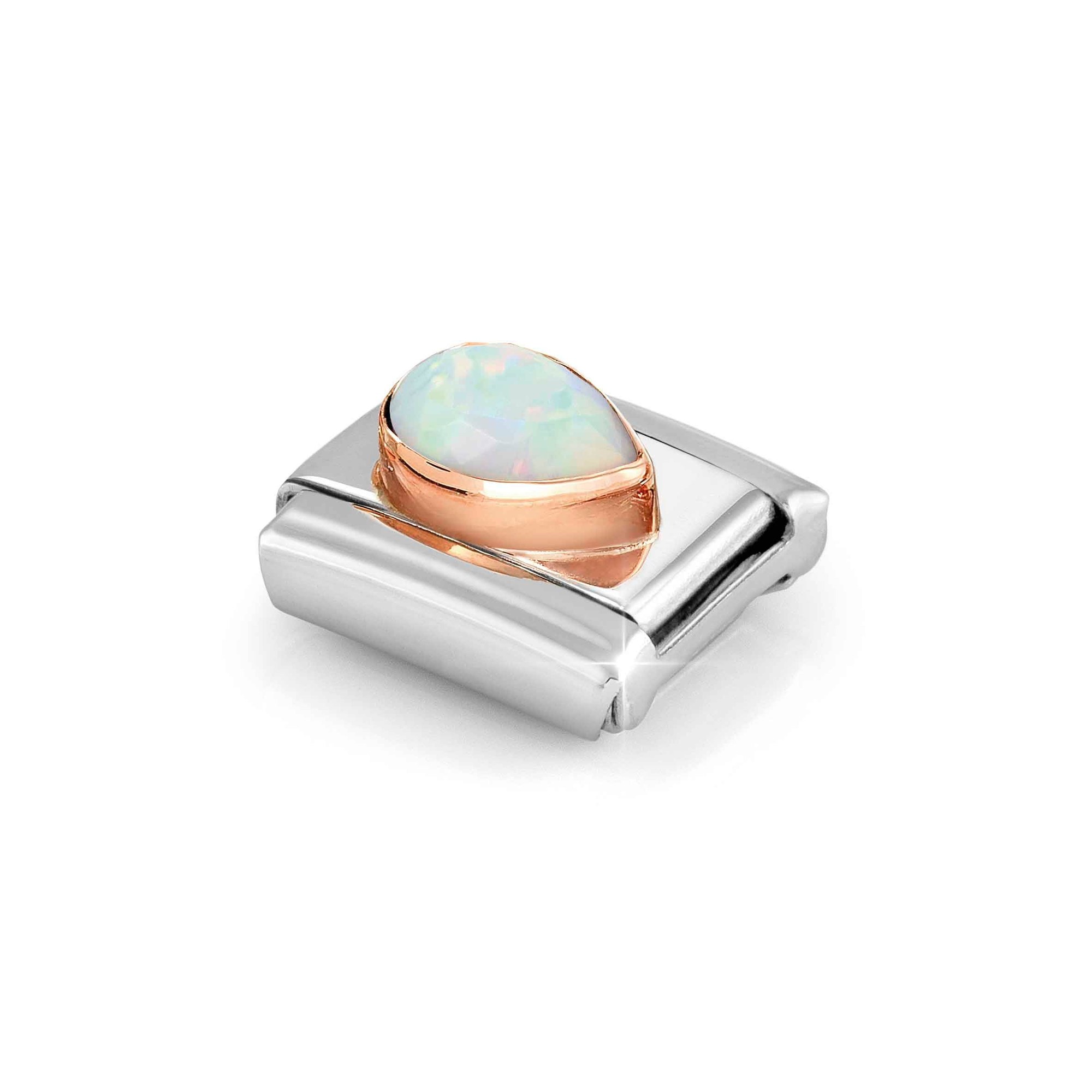 Nomination CLASSIC Element - facettiertem Edelstein - Tropfen - rechts in echt Roségold - Fassung verziert Opal - Weiß – Ansicht 5