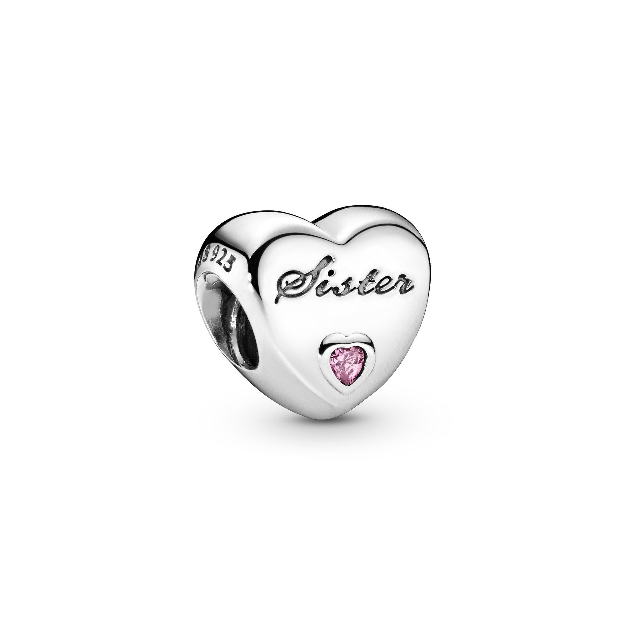 PANDORA Sister-Herz - Silber Charm - Zirkonia rosa
