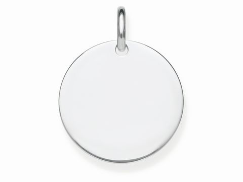 Runder Anhänger aus Silber von Thomas Sabo mit der Artikelnummer LBPE0016-001-12, ideal für Gravuren, schlichtes Design, perfekt als persönliches Schmuckstück.