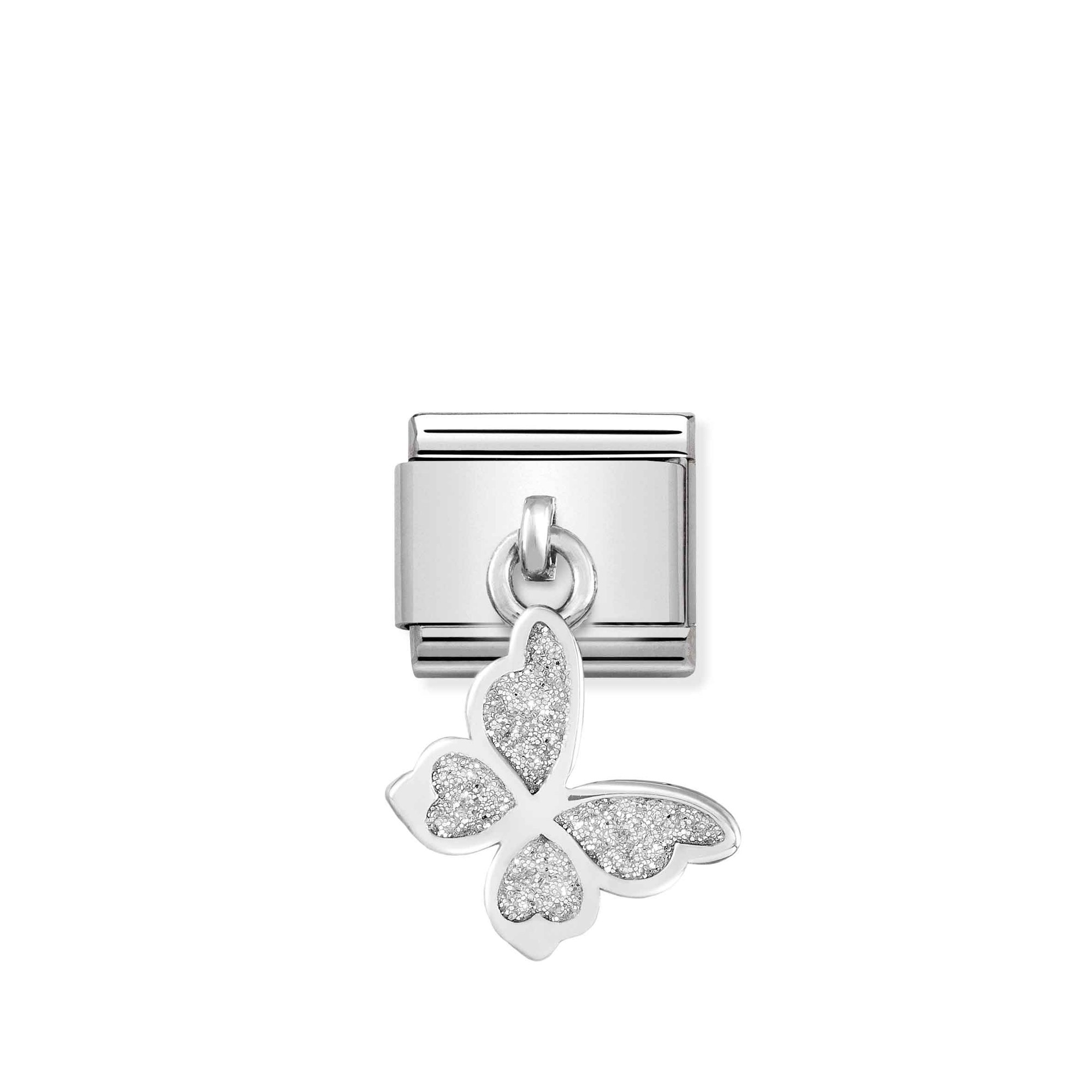 Nomination Composable Classic Charm Glitzer-Schmetterling SilverShine - Edelstahl, Sterling Silber