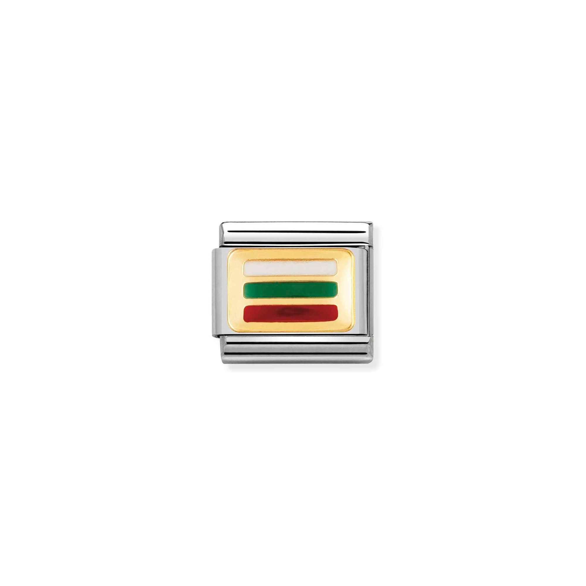 Nomination Composable Classic Charm Flagge Bulgarien - Edelstahl, Gold 750 Gelbgold, Emaille
